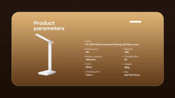 Remax RT E305 Led Desk Lam Main Specs