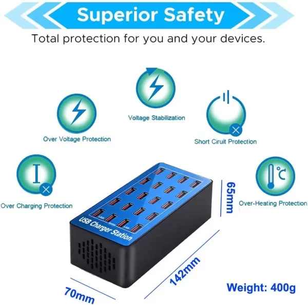 20 Port USB Charging Station