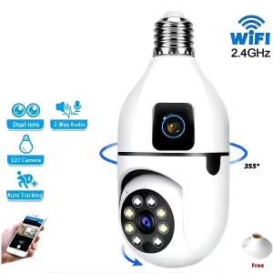 Dual Lens Motion Detection Bulb Camera