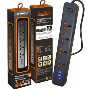 Speed-X 403PU Portable Power Strip 4SOCKET+3USB PORT